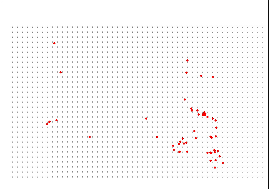 Grid superimposed; grid points have latitude and longitude in the underlying database.