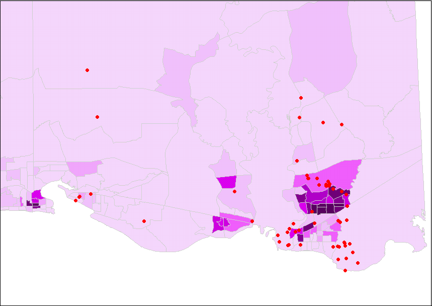 Thematic map; census block groups contain demographic data.