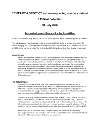 Y-90 PET/CT & SPECT/CT and Corresponding Contours Dataset 31JULY2020 thumbnail