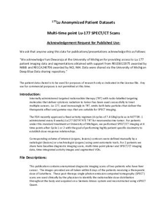 Lu-177 DOTATATE Anonymized Patient Datasets:  Multi-Time Point Lu-177 SPECT/CT Scans thumbnail